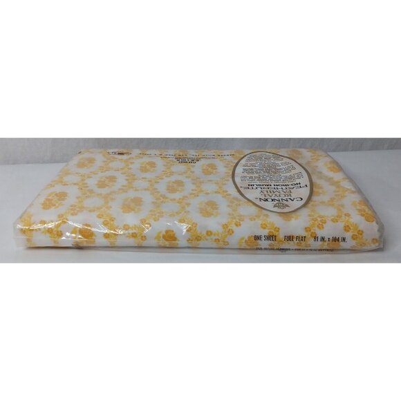 Cannon Royal Family Sheet Full Flat Cameo Rose Gold Yellow Featherlite Vintage - Picture 4 of 10